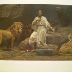 Carte postala cu tematica religioasa: Isus in groapa leilor - Germania - tipografia Edition d'Art" Palette" - Berlin - dupa 1920 - necirculata