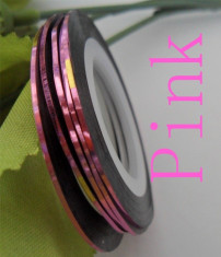 banda decorativa pentru modele unghii de culoare roz deschis, benzi decorative adezive foto