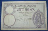Algeria 20 francs 1932,16 x 10,5 cm,100 roni,circulata,taxele postale zero,fotografia e de prezentare,detalii pe mesageria privata inainte de a licita