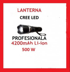 Lanterna Led CREE tip POLICE Zoom. Acumulator Li-Ion 4200 mAh .500 W. In 3 faze. Acumulator, incarcator.. Sport, vanatoare camping foto