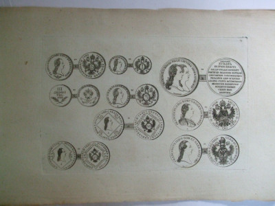 Gravura circa 1820 monede Ungaria Imparatul Francisc II Ultimul imparat al Imperiului Habsburgic foto
