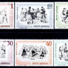 Romania 1966 - Dansuri populare,serie completa neuzata