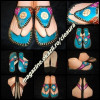 Slapi Dama Piele Handmade India Turcoaz Fucsia Rosu Accesorii Lemn, Eleganti, Comozi, Incaltaminte Femei, Colectie Noua