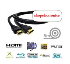 Cablu HDMI - HDMI cu LUNGIME de 5 METRI - CABLU HDMI pentru FULL HD cu HIGH SPEED - Cabluri HDMI - HDMI cu mufe AURITE de 5M foto