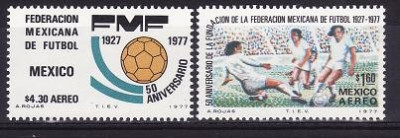 Mexic 1977 - Yv.no.PA 423-4,fotbal,serie completa,neuzata foto