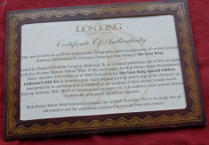 colectie The LION KING - desene ( litografie ) Disney cu certificat ! foto