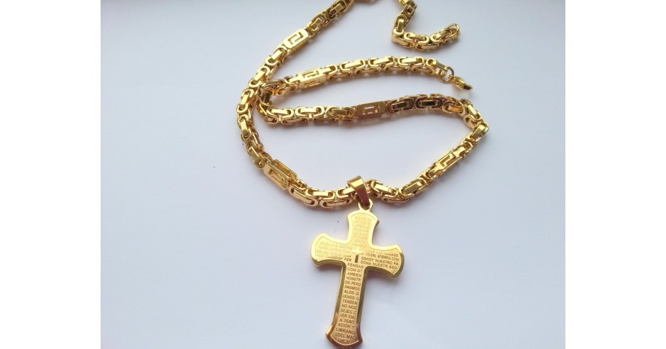 Set Lant +Bratara+Cruce din inox model Versace | arhiva Okazii.ro