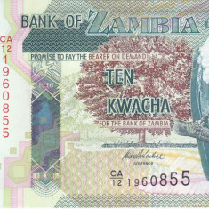 Bancnota Zambia 10 Kwacha 2012 - P51 UNC