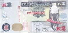 Bancnota Zambia 2 Kwacha 2012 - P49 UNC foto