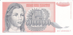 Bancnota Iugoslavia 50.000.000 Dinari 1993 - P123 UNC foto