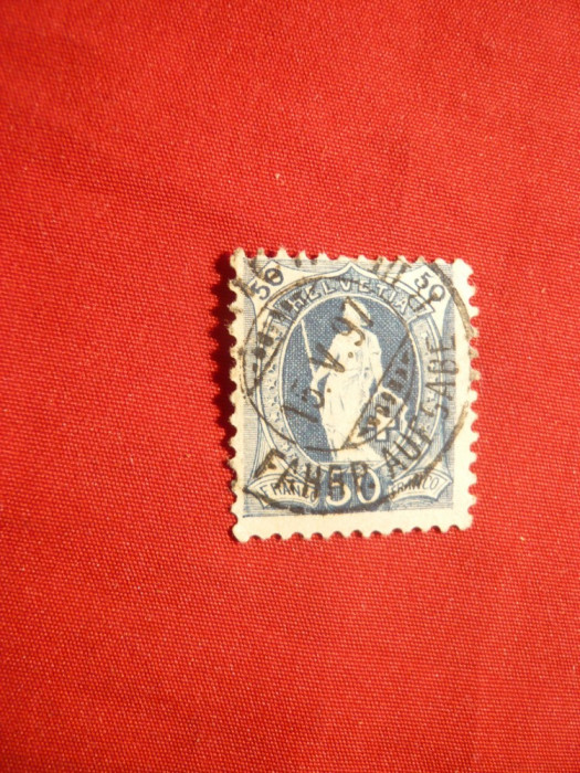 Timbru 50C albastru dant.11 3/4 ,1882 Elvetia ,stamp.