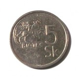 G2. SLOVACIA 5 KORUNA COROANE 1994, 5.4 g., Nickel Plated Steel, 24.75 mm **, Europa