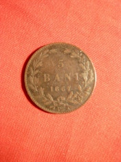 Moneda 5 Bani 1867 watt ,Carol I Romania ,cal.Buna-F.Buna foto