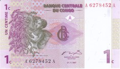 Bancnota Congo 1 Centima 1997 - P80a UNC foto
