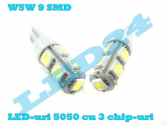 LED-URI AUTO BEC LED - W5W W10W T10 9 SMD POZITIE, PLAFONIERA, NUMAR foto