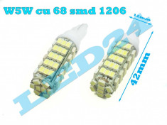 LED-URI AUTO BEC LED - W5W T10 68 SMD POZITIE, PLAFONIERA, NUMAR, ALB XENON foto