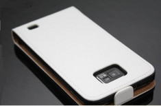 Husa Eleganta TOC FLIP PIELE ALBA White Samsung Galaxy S2 i9100 / S2 Plus i9105 + Folie Protectie Display GRATIS foto