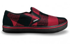 Pantofi barbati CROCS ORIGINALI noi, fara eticheta - model Hover slip on plaid - culoare red/black- marime M9(42) foto