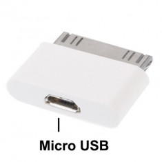 Adaptor compatibil IPhone/Ipad, 30 pini tata, la micro USB mama foto