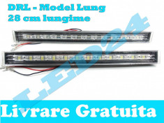 DRL DAYTIME RUNNING LIGHTS, LUMINI DE ZI 12 LED-URI ALB XENON, PROIECTOR, LUNGI, MODEL LUNG foto