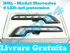 DRL DAYTIME RUNNING LIGHTS, LUMINI DE ZI 6 LED-URI ALB XENON, PROIECTOR, MODEL MERCEDES foto