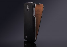 Husa / toc protectie piele fina Samsung Galaxy S4 lux, tip flip cover, culoare - neagra - LIVRARE GRATUITA prin Posta la plata cu cardul foto