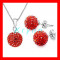 SSP11 Set placat argint: lantisor, cercei Shamballa, Disco Ball cristale micute