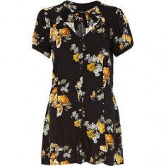 Salopeta scurta River Island neagra cu imprimeu floral foto