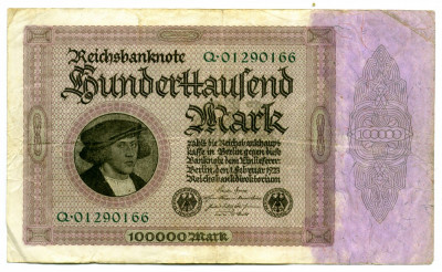 GERMANIA 100 000 100000 MARK 1 FEBRUARIE 1923 STARE FOARTE BUNA foto