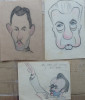 3 caricaturi de Rascu Gelu , pictor din C-lung Moldovenesc, Bucovina, Portrete, Cerneala, Impresionism