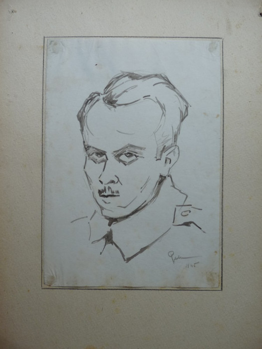 Autoportret , de Rascu Gelu , pictor consacrat din Campulung Moldovenesc , Bucovina , originar din Chisinau , Basarabia , 1945 , 1
