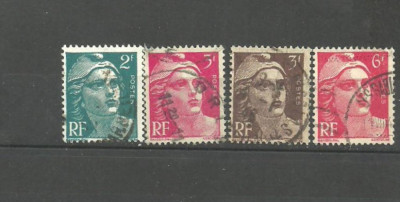 FRANTA 1945 - MARIANNE de GANDON, 4 timbre stampilate B10 foto