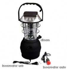 LAMPA SOLARA CU 36 LEDURI PENTRU CAMPING, PESCUIT, DRUMETII foto