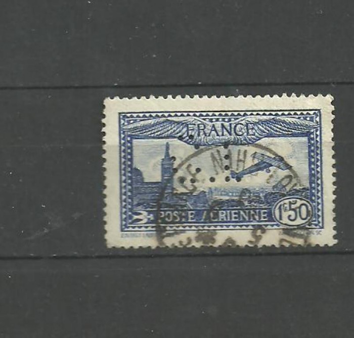 FRANTA 1930 - POSTA AERIANA, timbru stampilat PERFORAT, B12