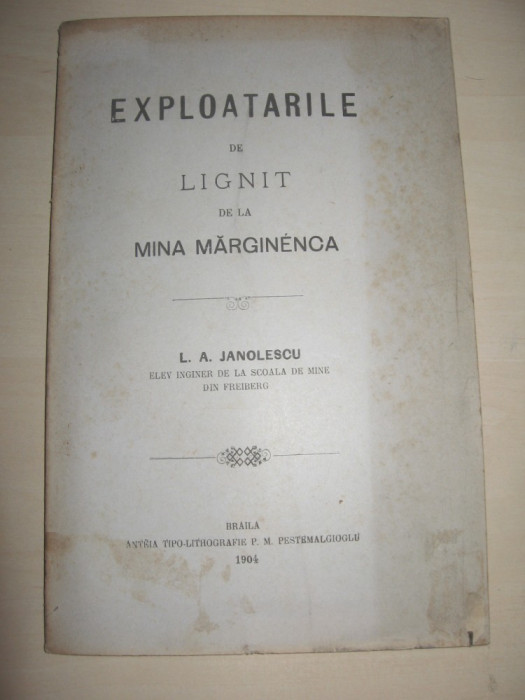 EXPLOATARILE DE LIGNIT DE LA MINA MARGINENCA,1904, HARTA EXTENSIBILA /BRAILA