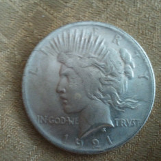 America 1 dollar 1921, 20 grame, moneda turistica, imitatie, 50 roni, cereti informatii pe forum inainte sa o cumparati