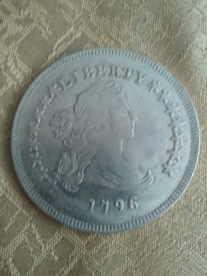 America 1 dollar 1796, 27 grame, moneda turistica, imitatie, 50 roni, cereti informatii pe forum inainte sa o cumparati foto