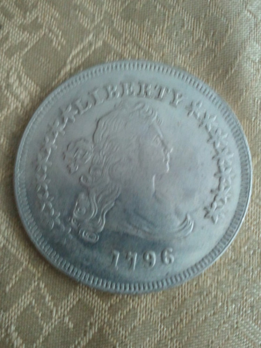 America 1 dollar 1796, 27 grame, moneda turistica, imitatie, 50 roni, cereti informatii pe forum inainte sa o cumparati