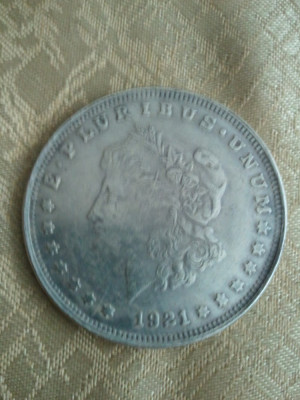 America 1 dollar 1921, 27 grame, moneda turistica, imitatie, 50 roni, cereti informatii pe forum inainte sa o cumparati foto