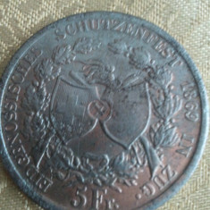 Elvetia 5 franci 1869, 20 grame, posibil moneda din argint sau moneda turistica, imitatie, 300 roni,cereti informatii pe forum inaninte sa o cumparati