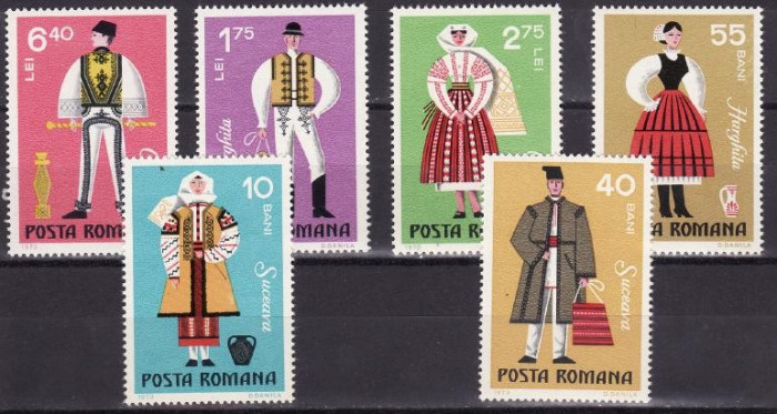 Romania 1973 Costume nationale ,cat.nr.2745-50,serie completa neuzata