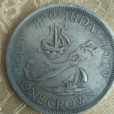 Bermuda 1 crown 1959, 20 grame, moneda turistica, imitatie, 50 roni, cereti informatii pe forum inainte sa o cumparati