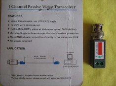 ADAPTOR pentru CAMERA VIDEO de la BNC la cablu cu 2 fire , VIDEO BALUN , permite transmiterea la un cost foarte ieftin a unui semnal video foto