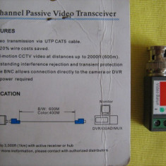 ADAPTOR pentru CAMERA VIDEO de la BNC la cablu cu 2 fire , VIDEO BALUN , permite transmiterea la un cost foarte ieftin a unui semnal video