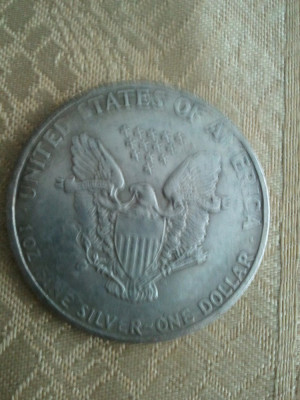 America 1 dollar, 22 grame, moneda turistica, imitatie, 50 roni, cereti informatii pe forum inainte sa o cumparati foto