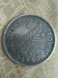 New Zealand 1 crown 1949, 20 grame, moneda turistica, imitatie, 50 roni, cereti informatii pe forum inainte sa o cumparati, America Centrala si de Sud