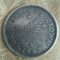 New Zealand 1 crown 1949, 20 grame, moneda turistica, imitatie, 50 roni, cereti informatii pe forum inainte sa o cumparati