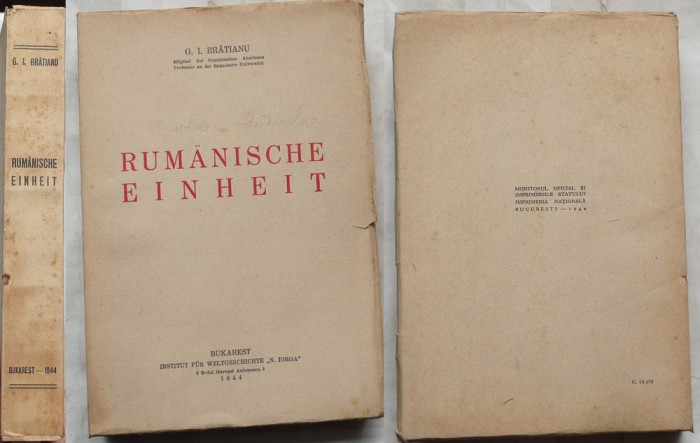G. I. Bratianu , Unitatea romanilor , Bucuresti , 1944 , multe planse si harti