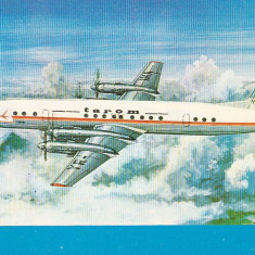 Carte postala ,avion de pasageri IL18,Romania.