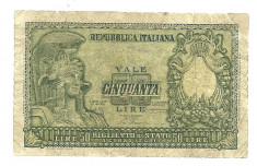 ITALIA BANCNOTA 50 LIRE 1951 foto